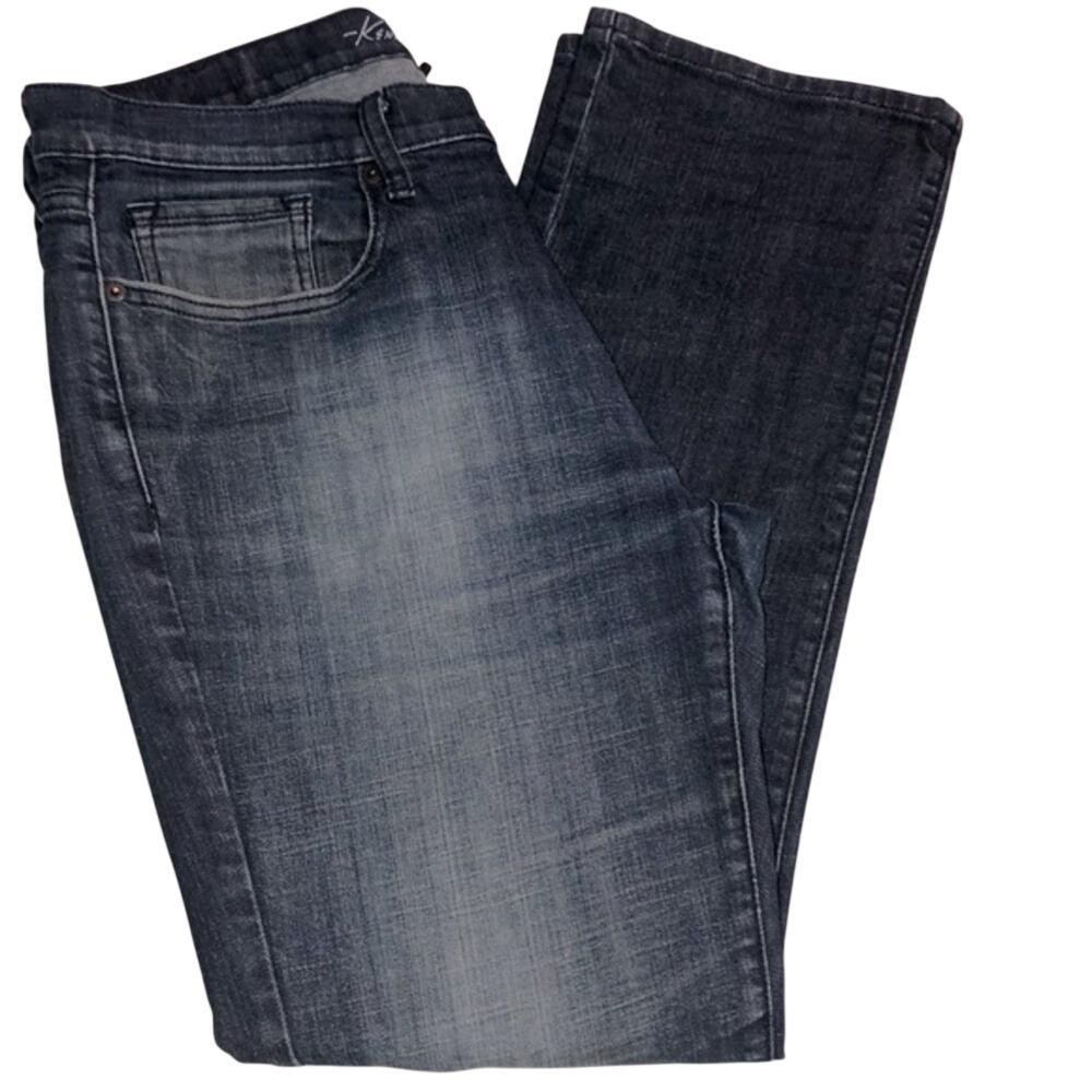 Kenneth Cole New‎ York Straight Leg Dark Wash Stretch Jeans Blue Mens 34/32